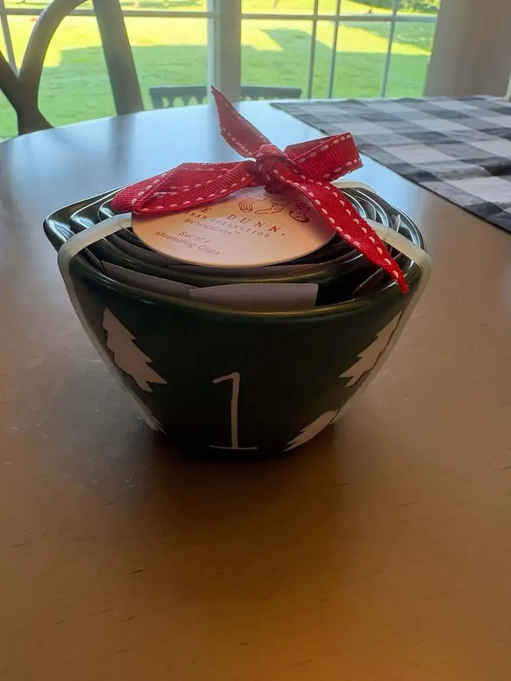 Rae Dunn Green Ceramic Christmas Tree Measuring Cups Set of 4